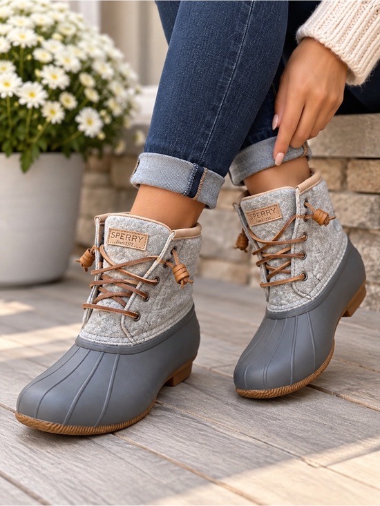 Sperry Shoes - Sperry Duck Boots NWT Saltwater Gray Wool Duck Boots size 6